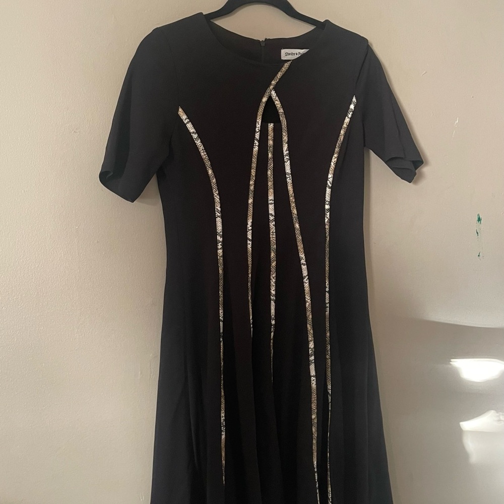 Shelby & Palmer Black Sheath Dress with Silver Accents